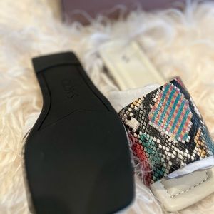 Multi-color snakeskin leather slides in Size US 6M women’s